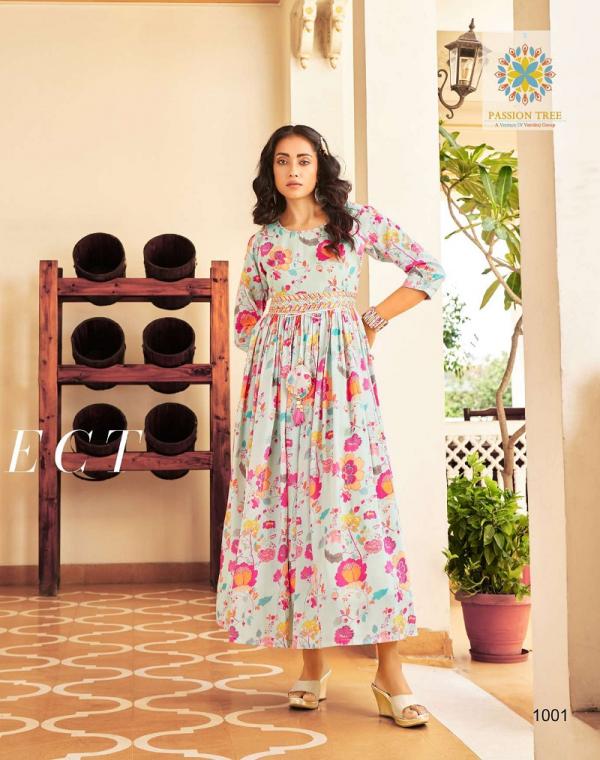 passion tree fashionista vol 1 long embroidery kurti collection